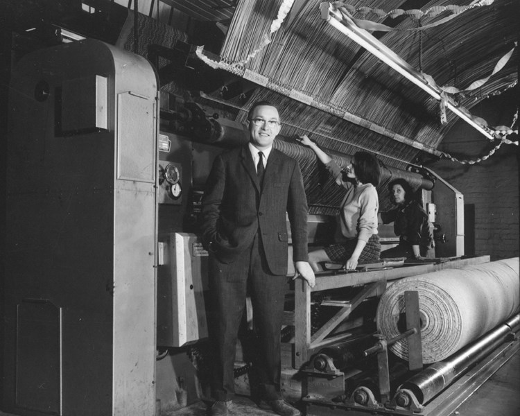 The founder of Cormar Carpets, Neville Cormack, at the production line